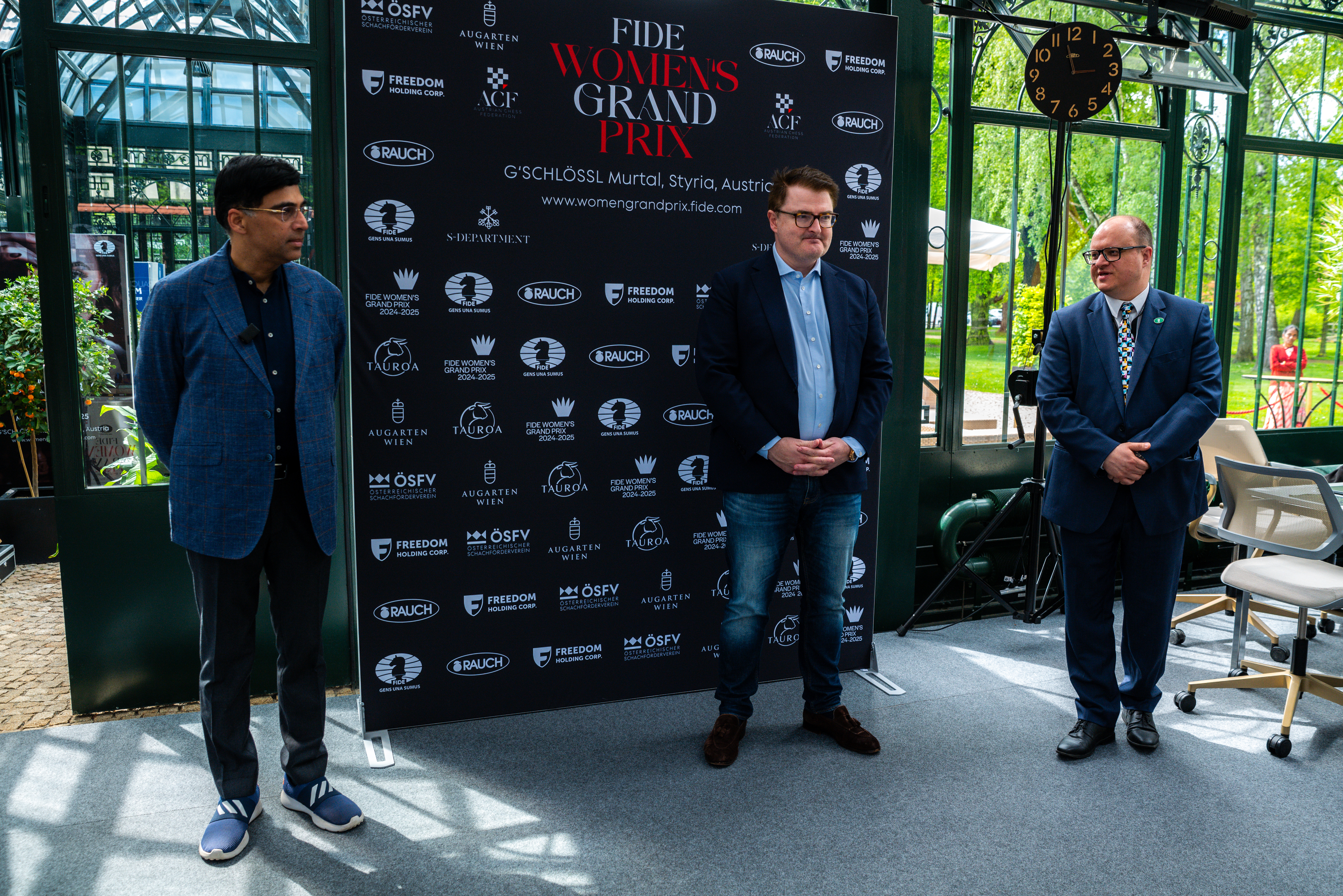 Grosslobming (Austria) 2025: FIDE Grand-Prix - Chief Arbiter - with organizer and V. Anand